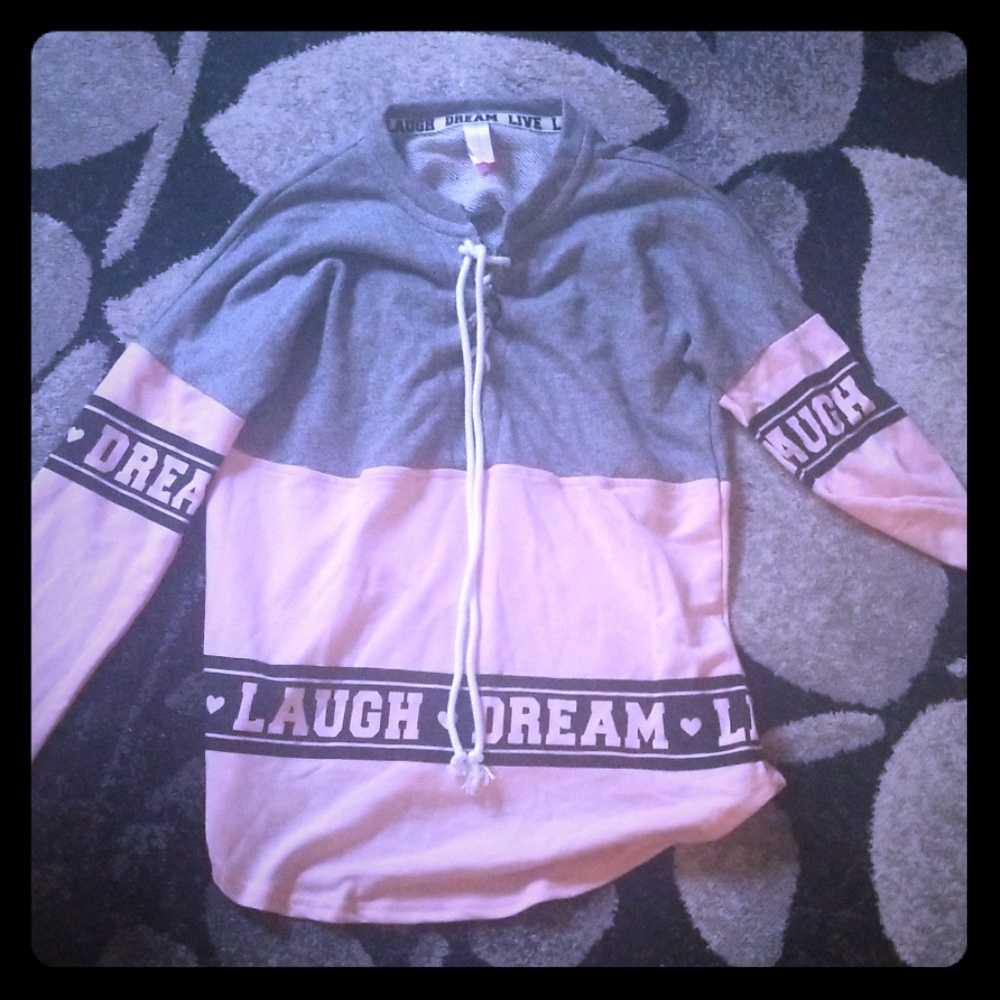 Gray and pink sweatshirt